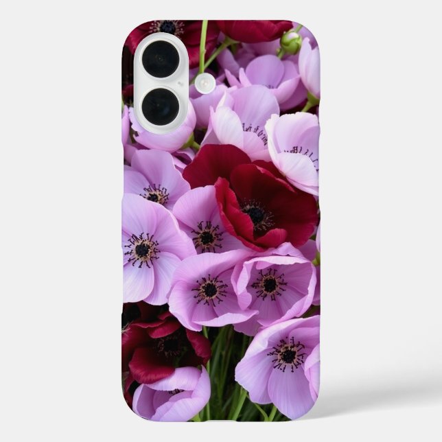 Elegant Anemones iPhone 16 Hülle (Rückseite)