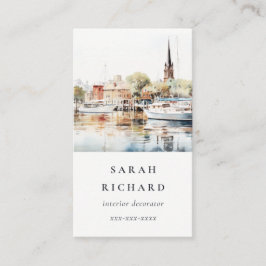 Elegant Annapolis Maryland Watercolor Travel Visitenkarte