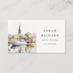 Elegant Annapolis Maryland Watercolor Travel Visitenkarte