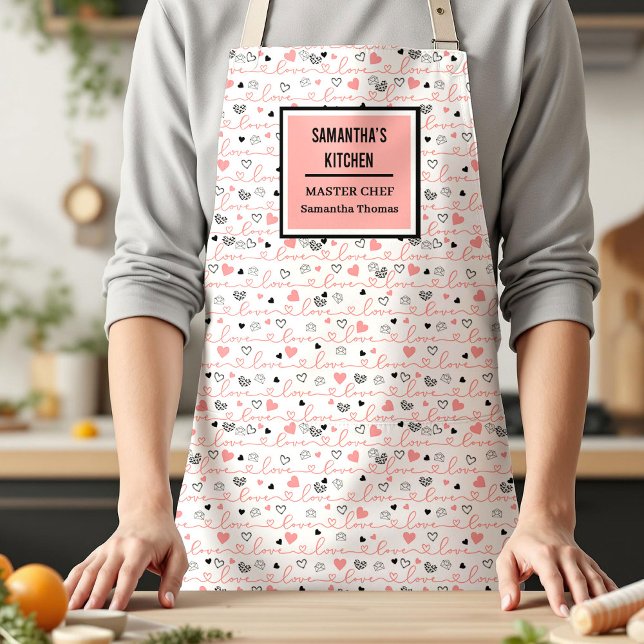 Elegant Anniversary Love Lettering Kitchen Apron Schürze (Elegant Anniversary Love Lettering Kitchen Apron)