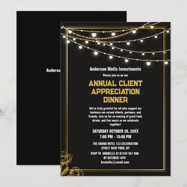 Elegant Annual Client Appreciation Dinner Party   Einladung (Vorne/Hinten)