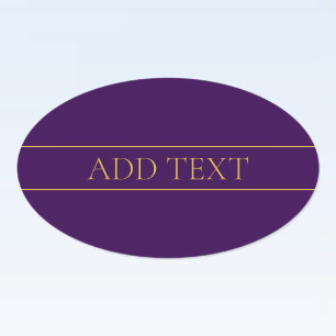 Elegant anpassbarer Text   Gold & Tiefes Lila Ovaler Aufkleber