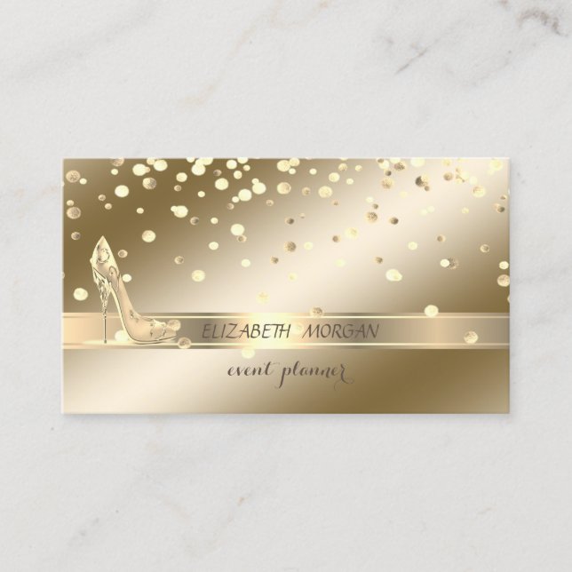 Elegant anspruchsvoll ,,Gold Confetti,High Heels Visitenkarte (Vorderseite)
