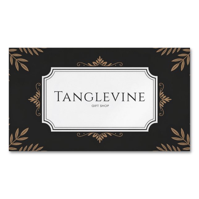 Elegant Antique Gold Botanical Black Formal Frame Magnetische Visitenkarte (Vorderseite)