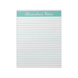 Elegant Aqua 8.5x11 Letter Size Personalisiert Notizblock