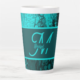 Elegant Aqua Aquamarine fette Script Monogram Milchtasse