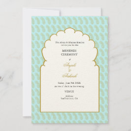 Elegant Aqua Arch Mehendi Zeremonie Indische Hochz Einladung