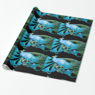 ELEGANT AQUA BLAUE TURQUOISE PEACOCK UND GEM STEIN GESCHENKPAPIER