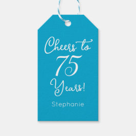 Elegant Aqua Blue Cheers bis 75 Jahre 75. Geburtst Geschenkanhänger