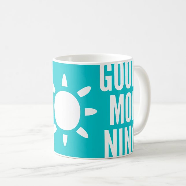 Elégant Aqua Blue Good Morning Sun Tea Coffee Mug (Devant droit)