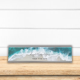 Elegant Aqua Blue Green Signature Script Name Schreibtischnamensplakette