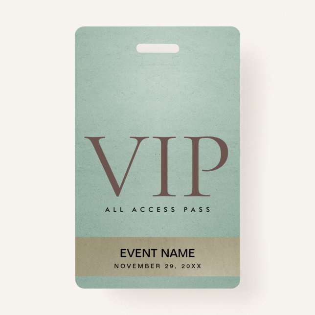 ELEGANT AQUA BLUE PALE GOLD VIP EREIGNISZUGSSASS AUSWEIS (Vorderseite)