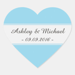 Elegant Aqua Blue Save the Date Herz-Aufkleber