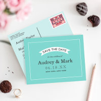 Elegant Aqua Blue Wedding Save the Date