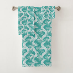 Elégant Aqua Ensemble de serviettes Abstraites