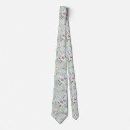 Elegant Aqua Floral Wedding Necktie Krawatte