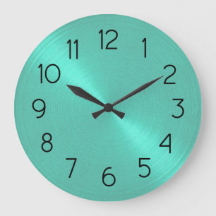 Elegant Aqua Green Sheen Große Wanduhr