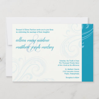 Elegant Aqua Invite, Caroline Wedding Einladung