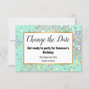 ELEGANT AQUA WHITE PASTEL SPOT ÄNDERN DAS DATUM RSVP KARTE