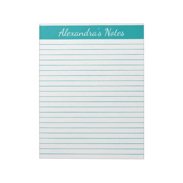 Elegant Aquamarin 8,5 x 11 Letter Größe Personalis Notizblock (Rotiert)