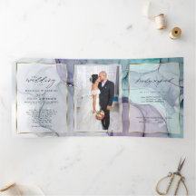 Elegant Aquamarin Amethyst Alcohol Tinte Tri-Fold 
