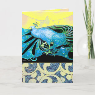 ELEGANT AQUAMARIN BLAU PEACOCK MIT GEOMETRISCHEN W FEIERTAGSKARTE