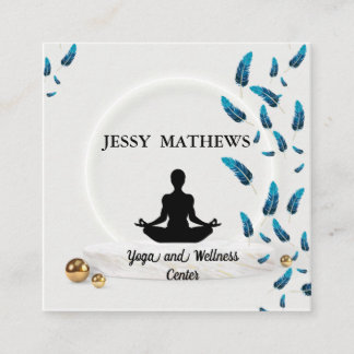 ELEGANT AQUAMARIN BLAUE ZEN MEDITUNG JUGEND POSE QUADRATISCHE VISITENKARTE