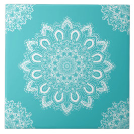 Elegant Aquamarin Blue Aqua Boho Chic Mandala Fliese