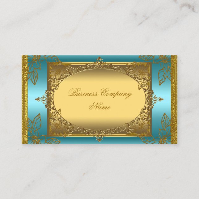 Elegant Aquamarin Blue Gold Elite Visitenkarte (Vorderseite)