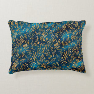 Elegant Aquamarin Gold Floral Metallic Stilvoll Hü Dekokissen