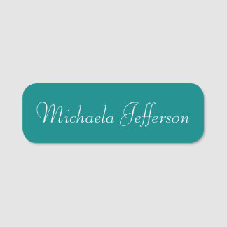 Elegant Aquamarin Green: Moderne handgeschriebene Namensschild