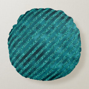 Elegant Aquamarin Metallic Hübsch stilvoll Rundes Kissen
