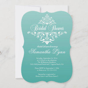 Elegant Aquamarin Ombre Bridal Dusche Einladung