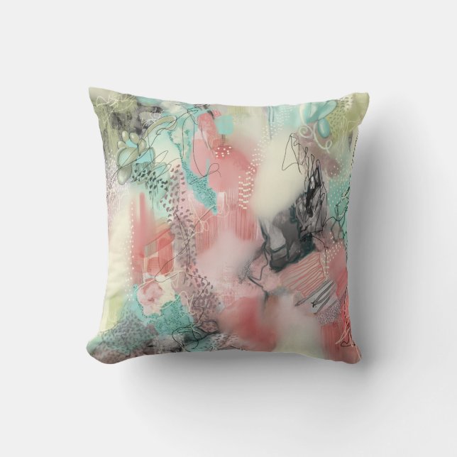 Elegant aquamarin, rosa und grün kissen (Vorderseite)