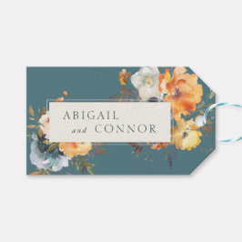 Elegant Aquamarin Terracotta Navy Boho Floral Geschenkanhänger