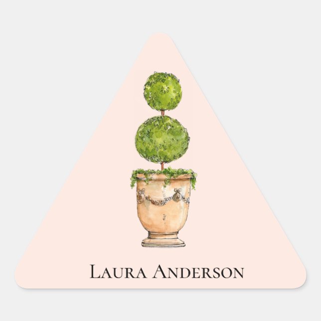 Élégant aquarelle Boxwood Topiary sticker (Devant)