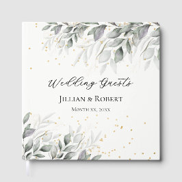Elégant Aquarelle Feuille Mariage livre d'hôtes