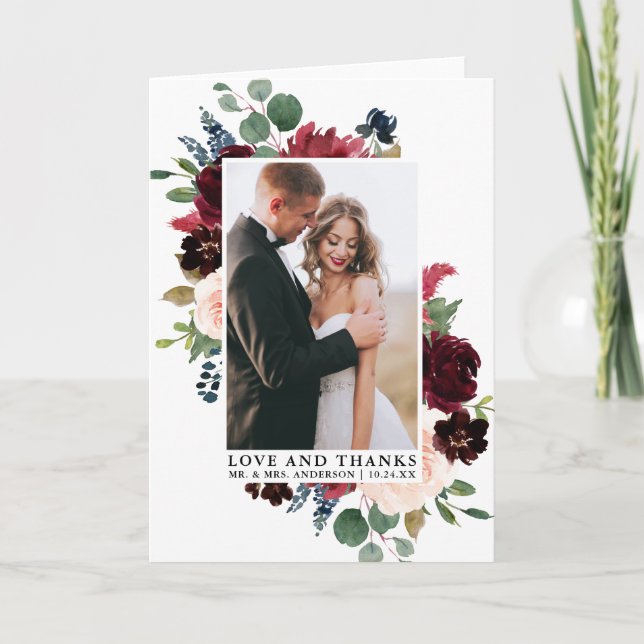 Elégant aquarelle Floral Love Merci Pold (Devant)