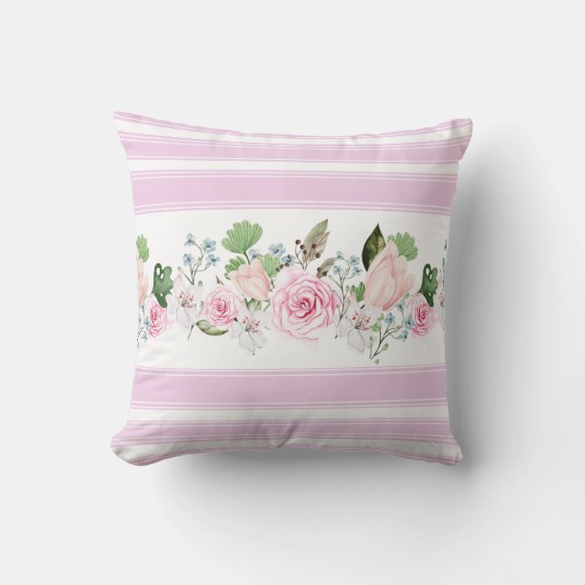 Elégant Aquarelle Floral Thant Coussin (Recto)
