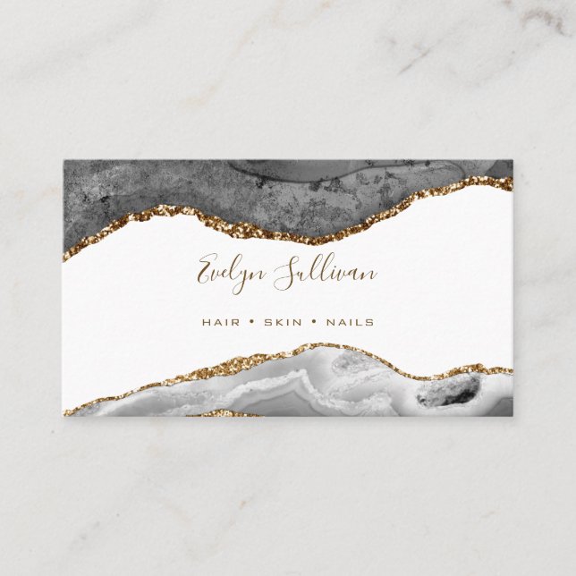 élégant aquarelle gris agate carte de visite (Devant)