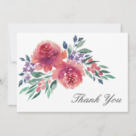 Elégant aquarelle Mariage Floral Carte de remercie