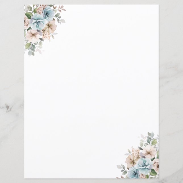 Elégant aquarelle papier papeterie florale (Devant)