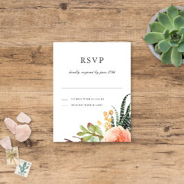 Elégant aquarelle Succulent RSVP | Réponse du Mari