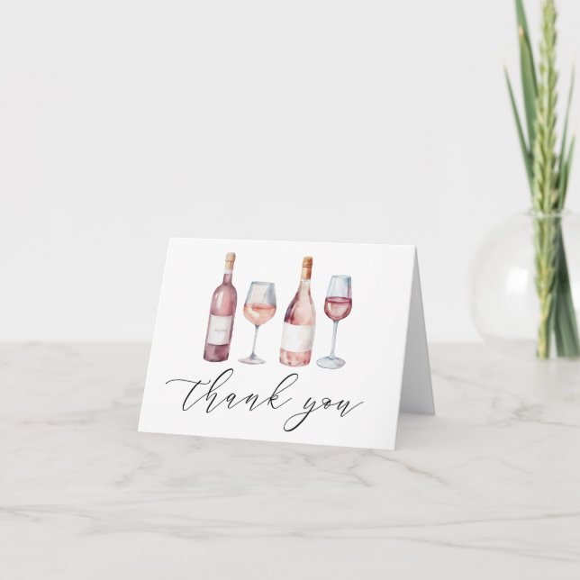 Élégant Aquarelle Vino avant Voeux Merci  (Devant)