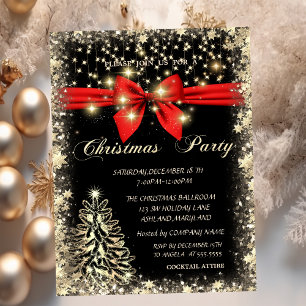 Élégant, arbre de Noël doré, étoiles Invitation d