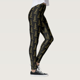 Élégant arbre de Noël doré Leggings noirs