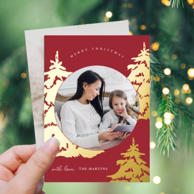 Élégant arbre de Noël rouge Deux vacances photo (Créateur téléchargé)