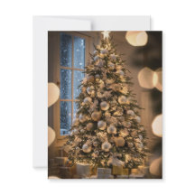 Élégant Arbre de script non photo Cartes de Noël