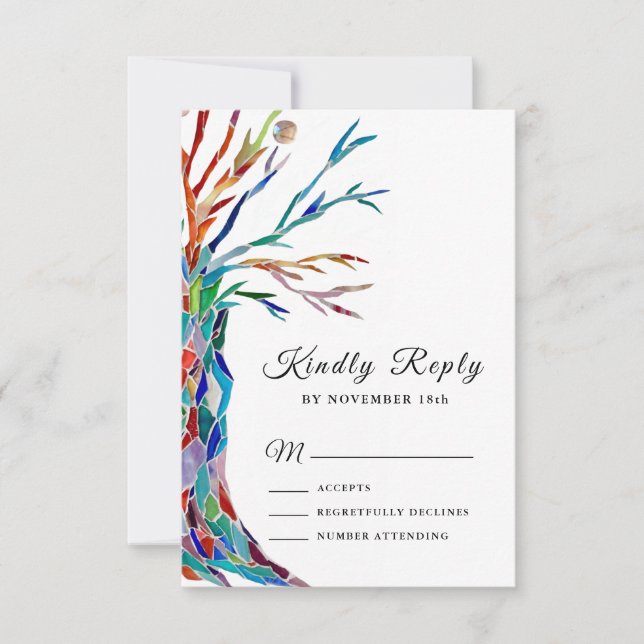 Élégant arbre généalogique baptême RSVP (Devant)