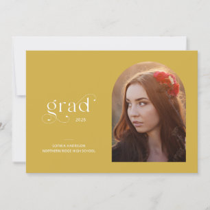 Elegant Arch Foto Earthy Yellow Graduation Party Einladung